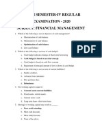 Examination - 2020 Subject: Financial Management