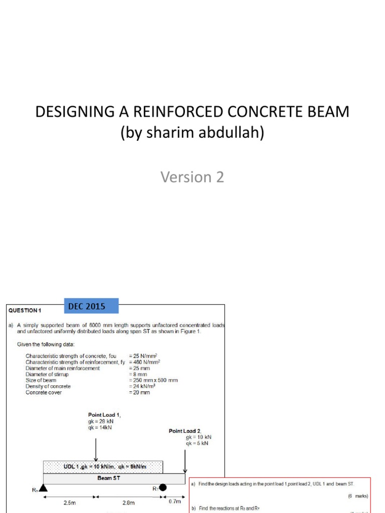 DESIGNING A REINFORCED CONCRETE BEAM Version 2 | PDF | Beam (Structure ...