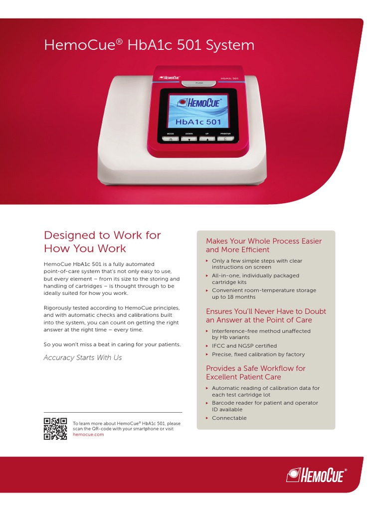 Hemocue Hba1C 501 System Designed To Work For How You Work PDF