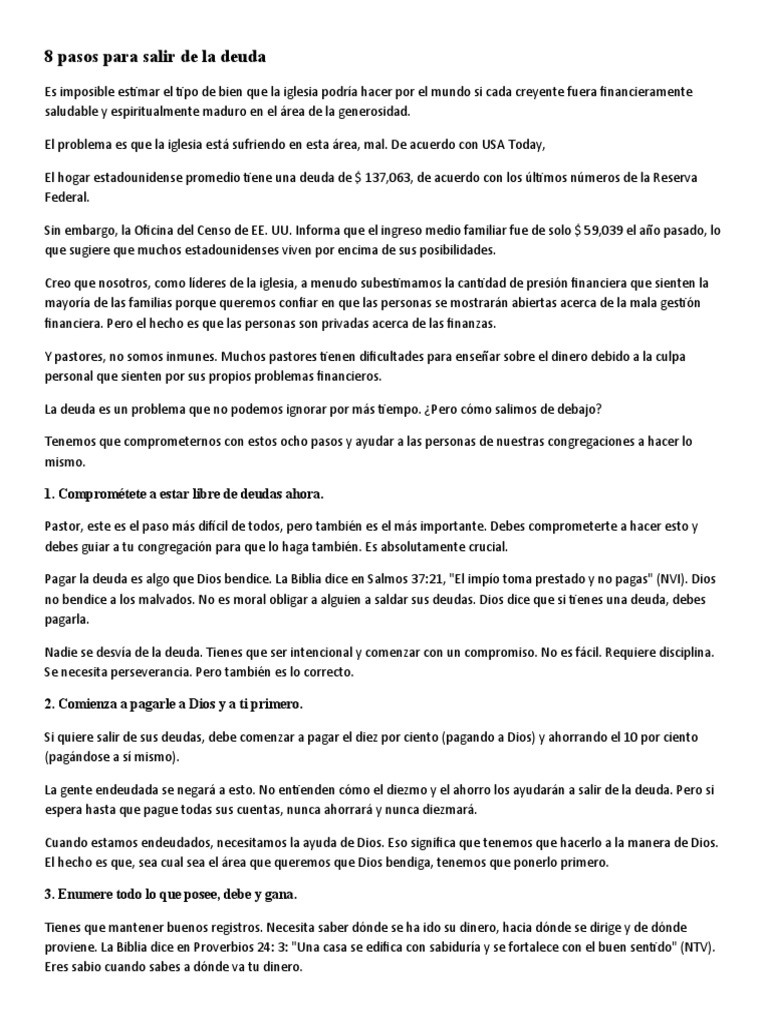 8 Pasos para Salir de La Deuda | PDF | Deuda | Finanzas (general)