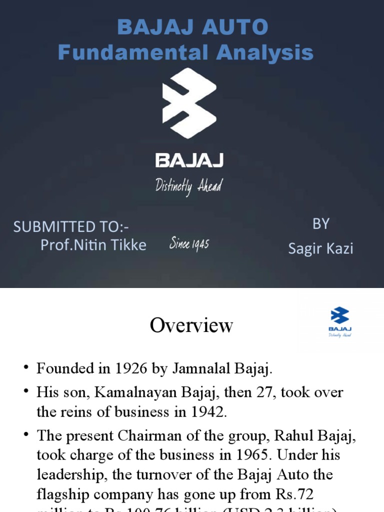Bajaj Auto Financial Analysis PDF Equity (Finance) Book Value
