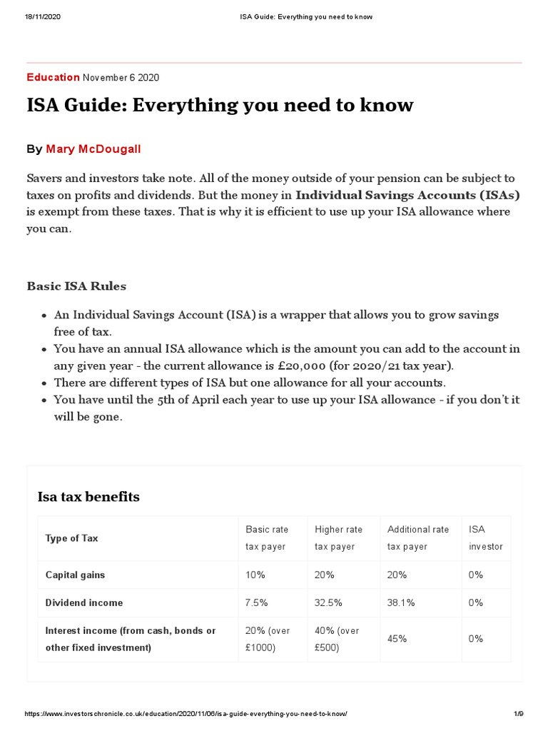 ISA Guide - Everything You Need To Know | PDF