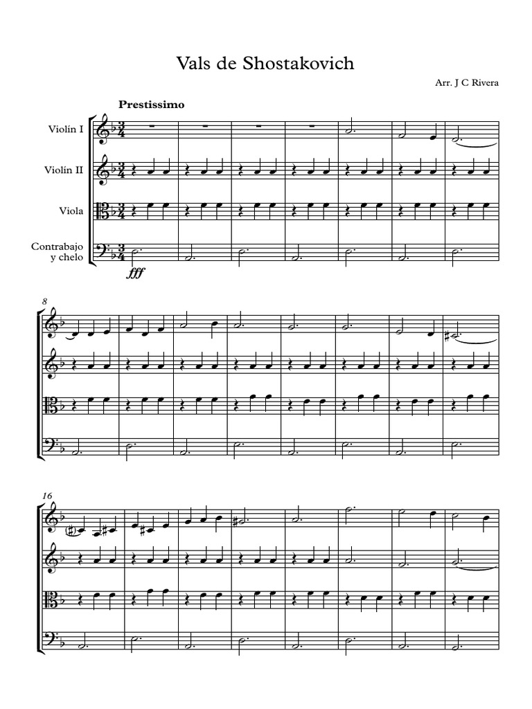Vals de Shostakovich - Partitura y Partes | PDF | Ouverture (échecs ...