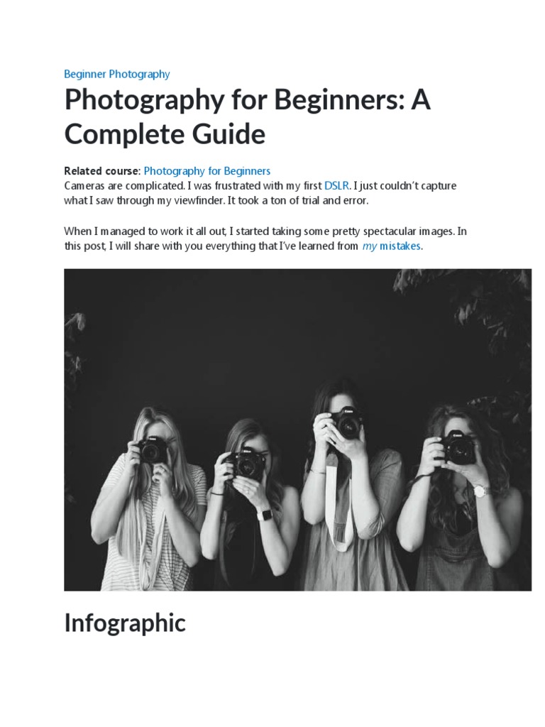 Photography For Beginners: A Complete Guide: Infographic | PDF ...