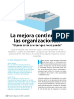 Art. 1. La Mejora Continua en Las Organizaciones - "El Peor Error Es Creer Que No Se Puede"