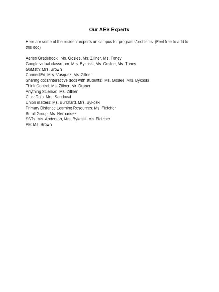 Resident Experts | PDF | Wellness | Science & Mathematics