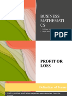 Business Mathemati CS: - Profit and Loss - Simple Interest and Mortgages