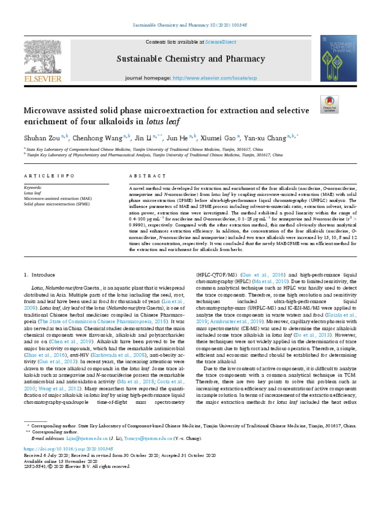 Microwave Assisted Solid Phase Microextraction For Extraction and ...
