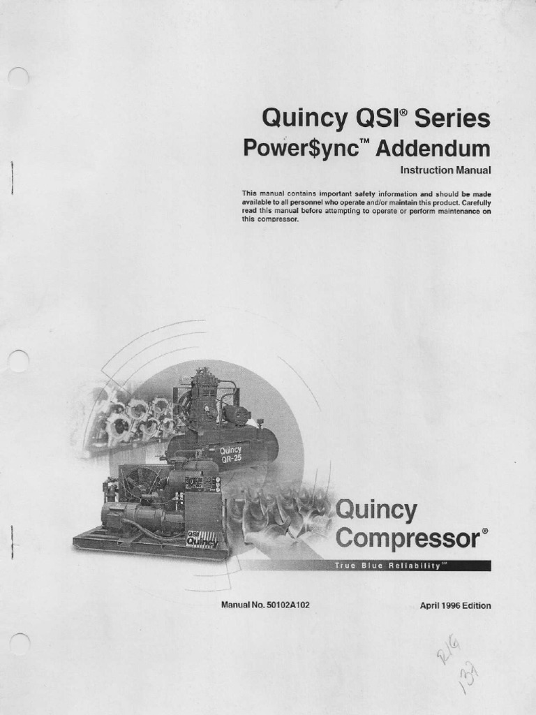 Quincy QSI Series Powersync Addendum Manual #50102A102 - QC | PDF