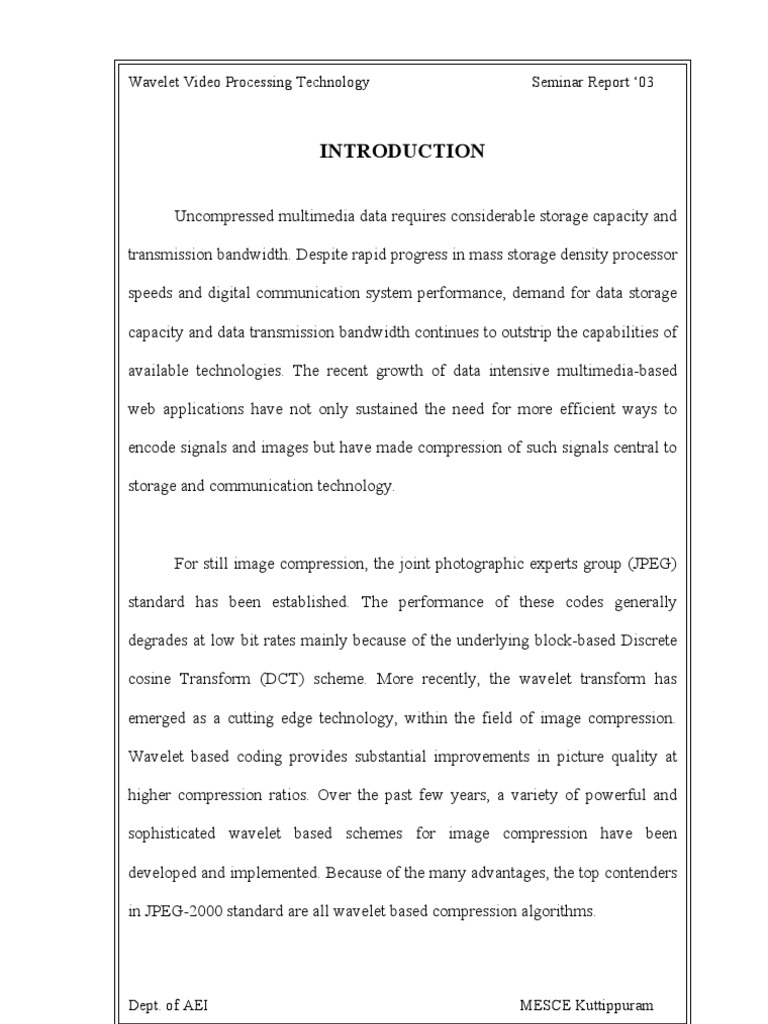 Wavelet-Based Image Compression Techniques | PDF | Data Compression ...