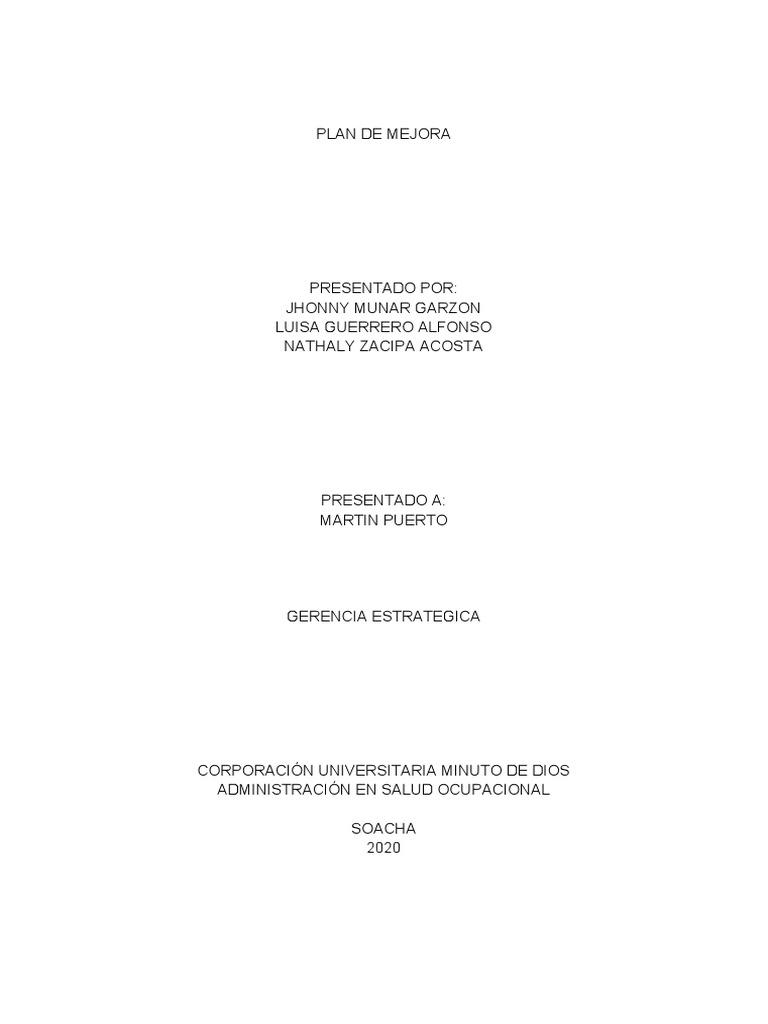 Plan de Mejora para Bancolombia 2020 | PDF | Bancos | Calidad (comercial)