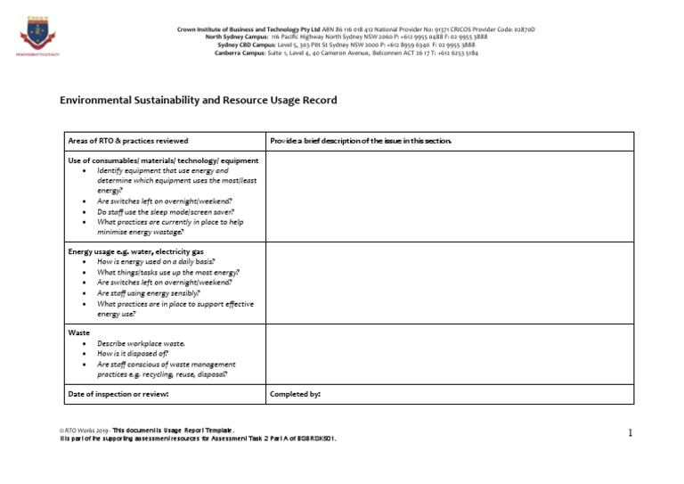 Usage Record Template | PDF | Technology & Engineering