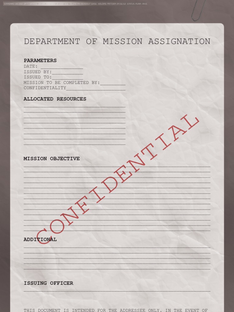 Blank Mission Brief | PDF