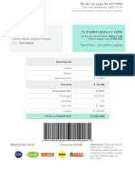 Recibo de pago de crédito Lineru a 1 cuota