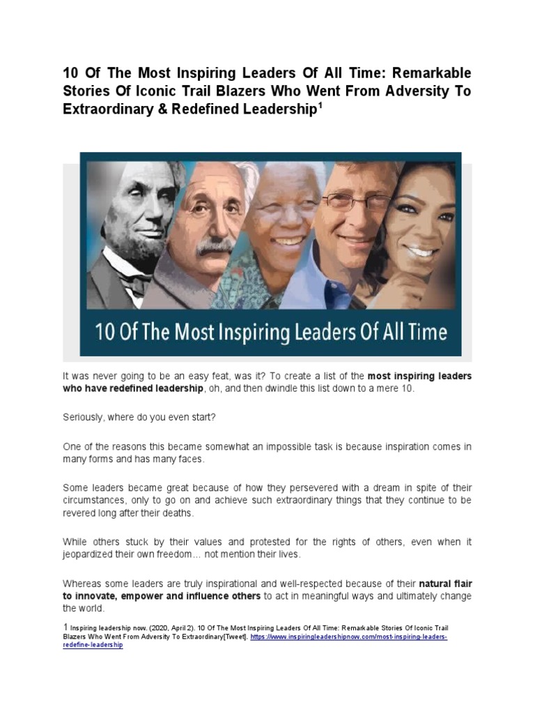 LECTURE 2 - 10 of The Most Inspiring Leaders of All Time | Download ...