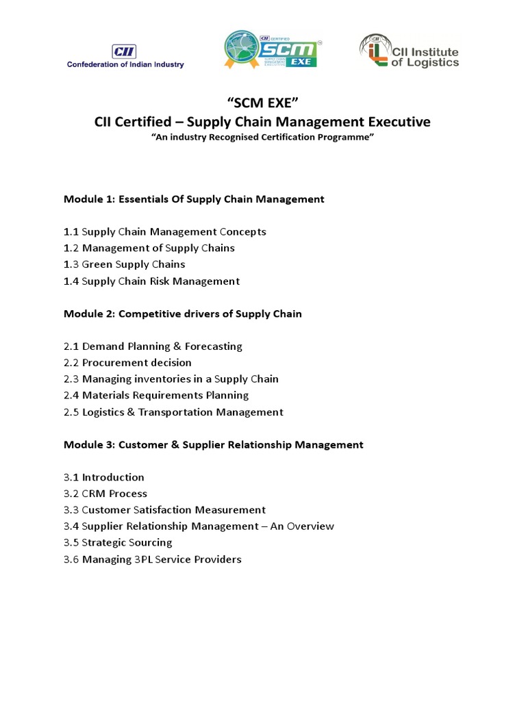 SCM Executive Certification Overview | PDF