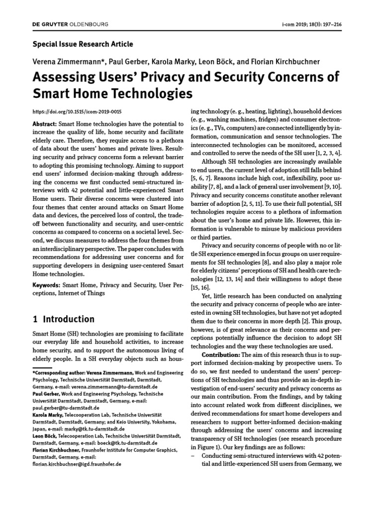 Assessing Users Privacy and Security Concerns of Smart Home ...