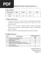 Ce763: Distributed System & Applications (Pe - I) : Teaching Scheme Theory Practical Total Credit