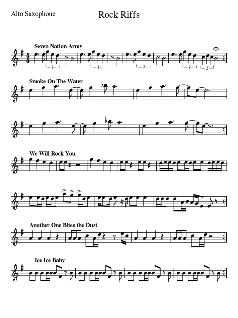 Rock Riffs Alto - Saxophone | PDF