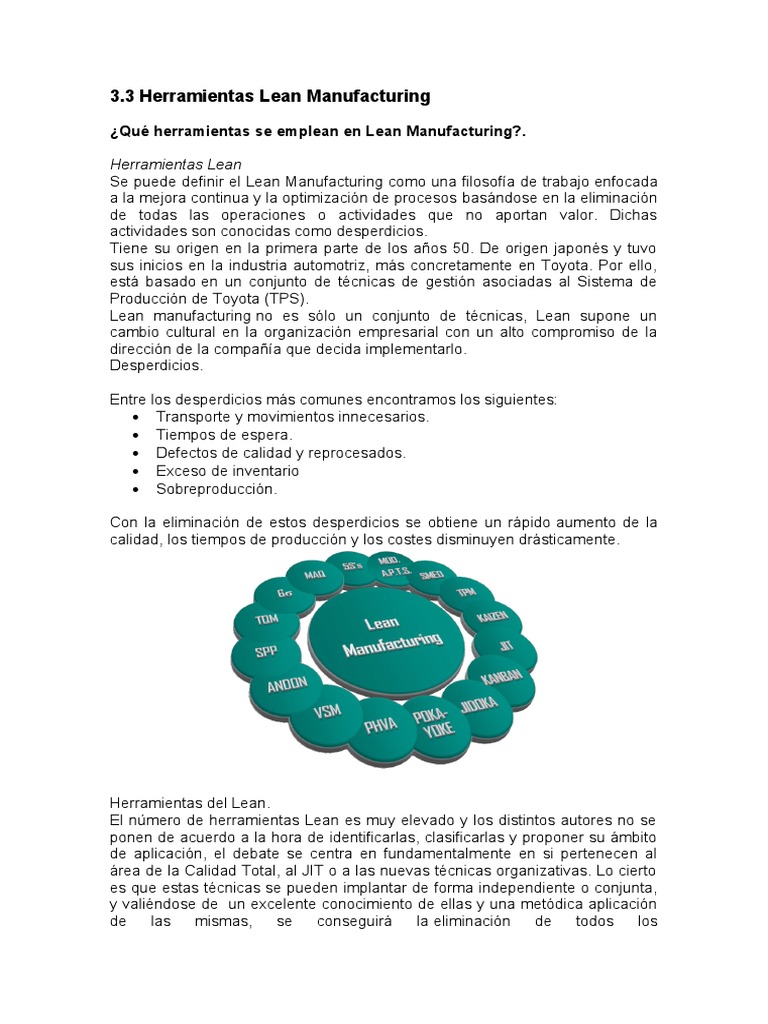 Herramientas Clave en Lean Manufacturing | PDF | Lean Manufacturing ...
