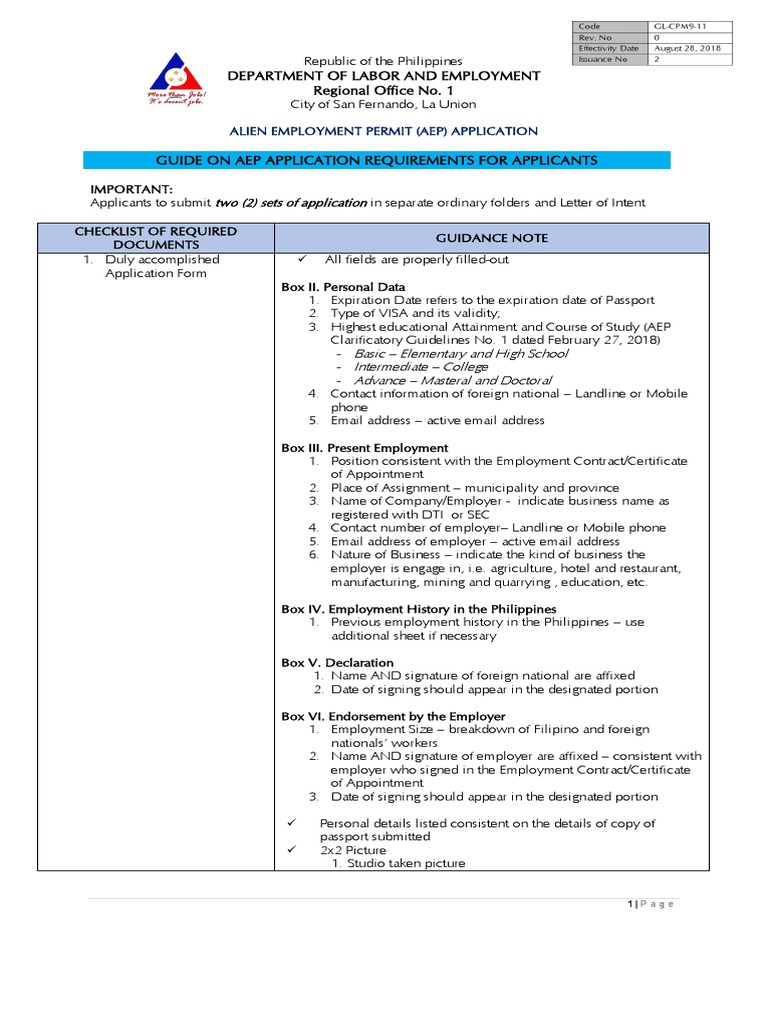 Aep Guide in Filling Up Application Form For Applicants Companion