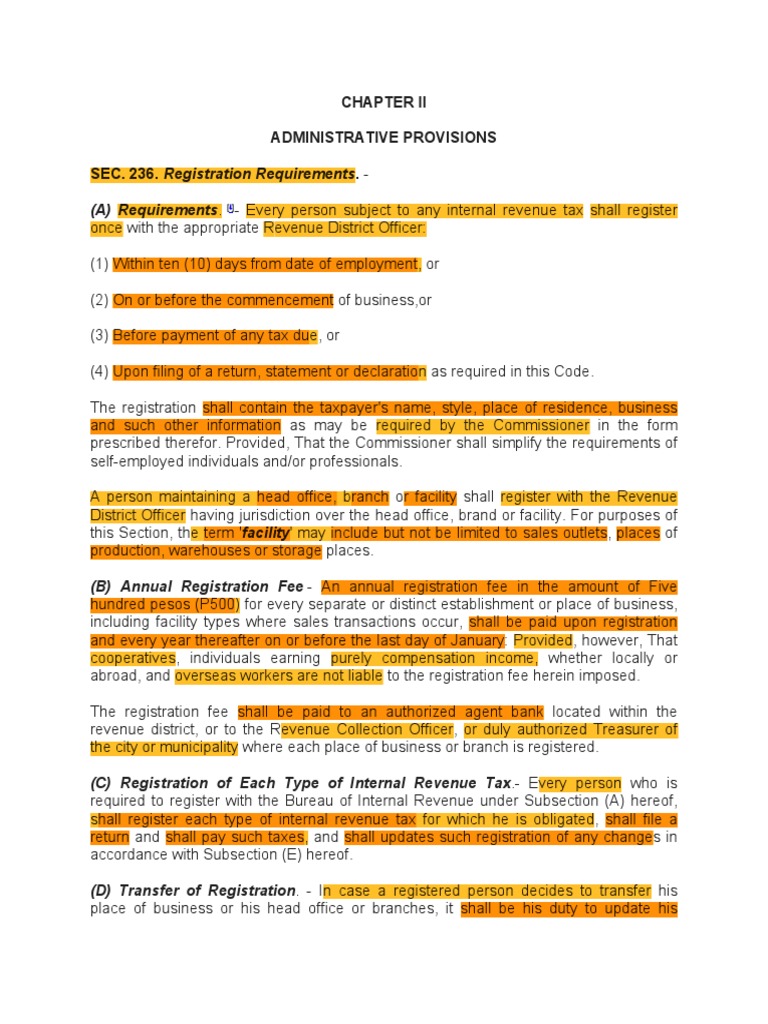 Administrative Provisions SEC. 236. Registration Requirements. | PDF ...
