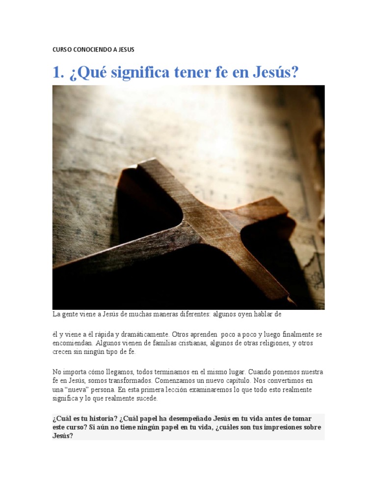 Conociendo a Jesús: Fe y Transformación | PDF | Oración | Pecado