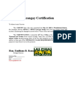 Barangay Certification: Hon. Emiliano B. Ramos