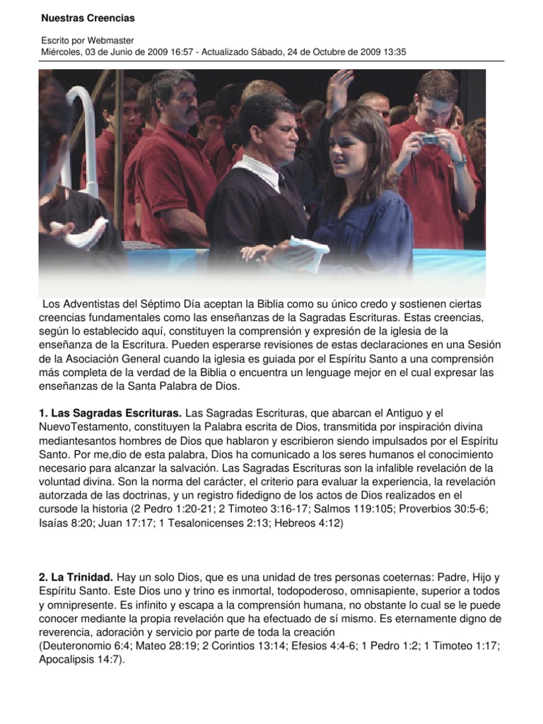 28 Creencias Adventistas Del Septimo Dia | PDF