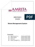 Waste Management System: Dbms Project 15CSE302