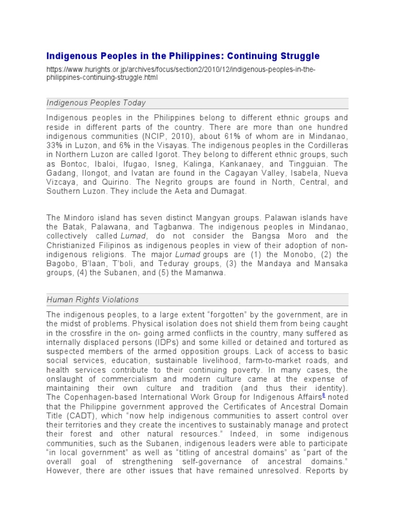 Indigenous Peoples' Struggles in the Philippines | PDF | Ethnic Groups ...