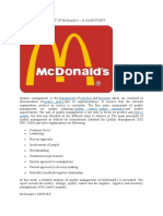 QUALITY MANGEMENT OF McDonald - Case Study