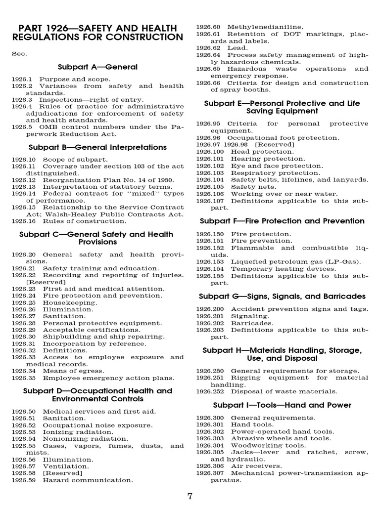 Osha - Part 1926 - Safety and Health Regulations For Construction PDF | PDF | Overtime | Demolition