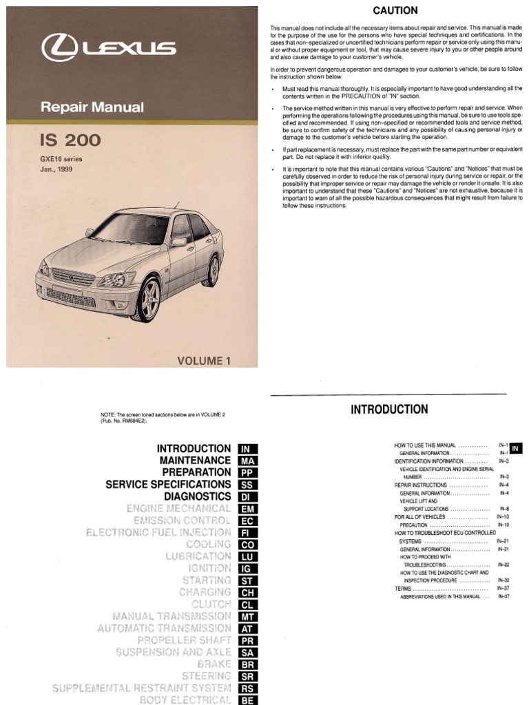 LEXUS IS 200 - 1999 - Repair Manual | PDF