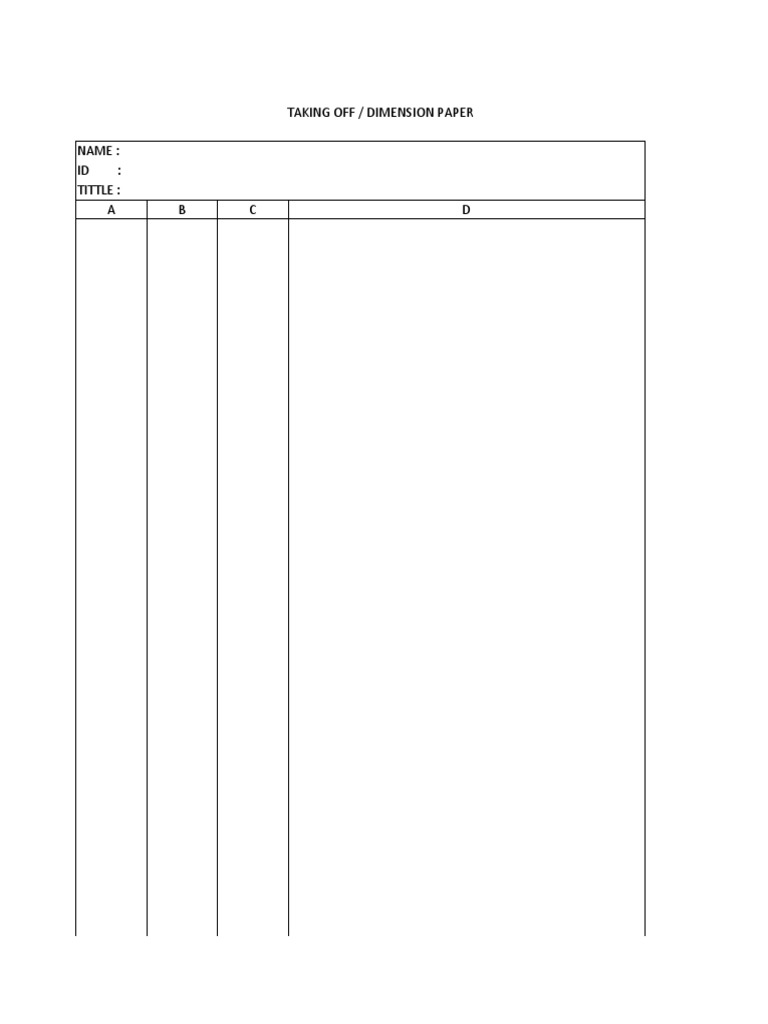 Taking Off / Dimension Paper Name: Id: Tittle: A B C D | PDF