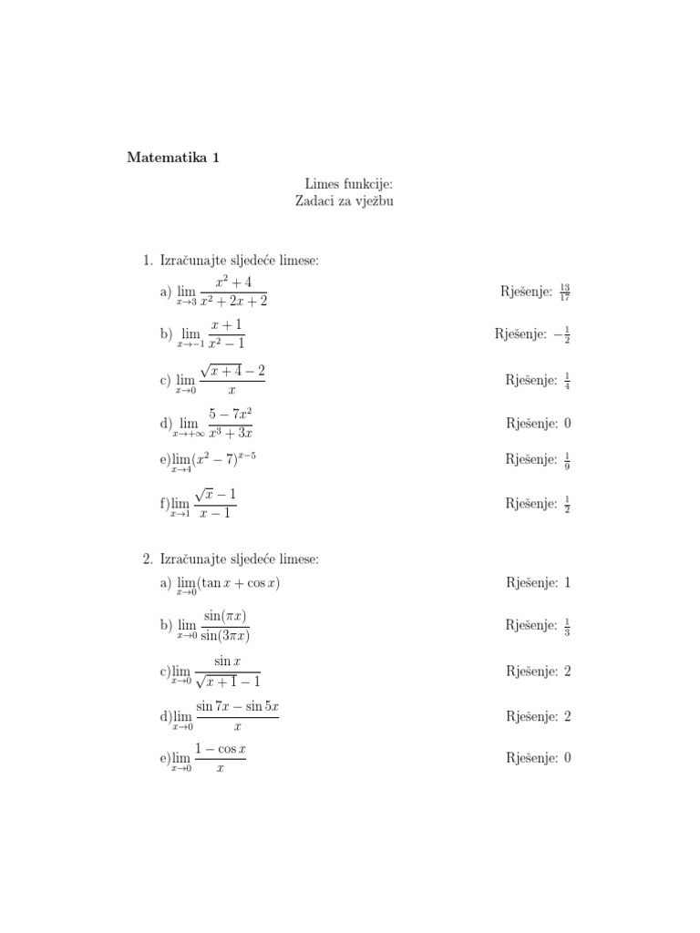 Limes Zadaci | PDF
