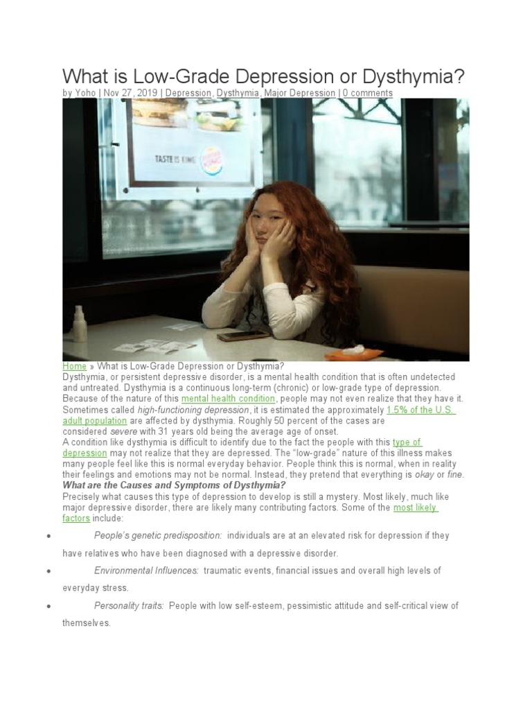 What Is Low Grade Depression PDF Major Depressive Disorder
