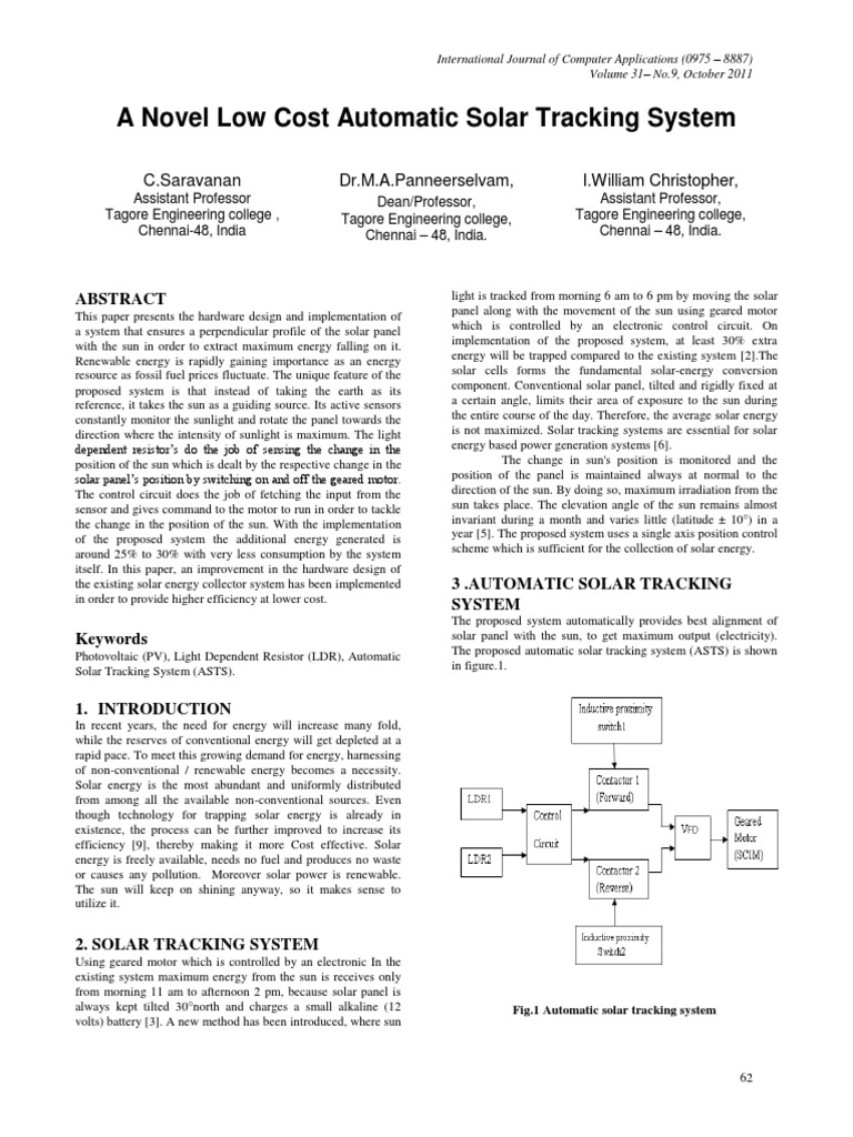 Solar Tracking for Engineers | PDF | Photovoltaics | Solar Power