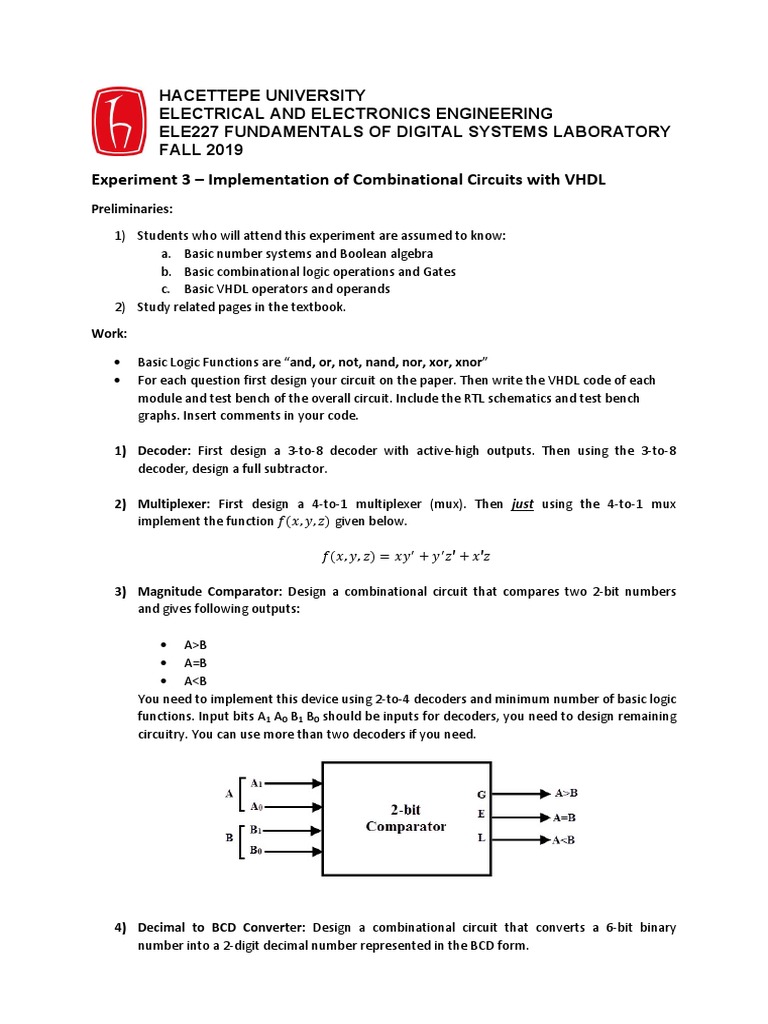 VHDL Combinational Logic Lab Guide | PDF