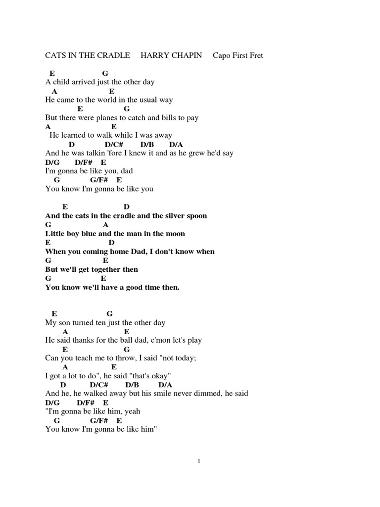 Cats in The Cradle Chords PDF