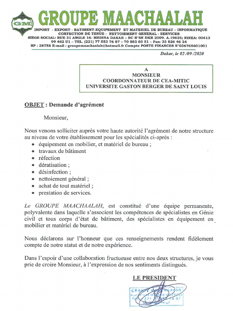 Demande D'agrement 1 PDF | PDF