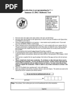 Introduction To Programming in C++ Summer II 2002: Midterm Test