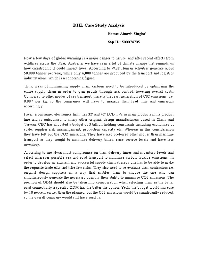 DHL Supply Chain Carbon Reduction Strategy | PDF | Business | Science ...