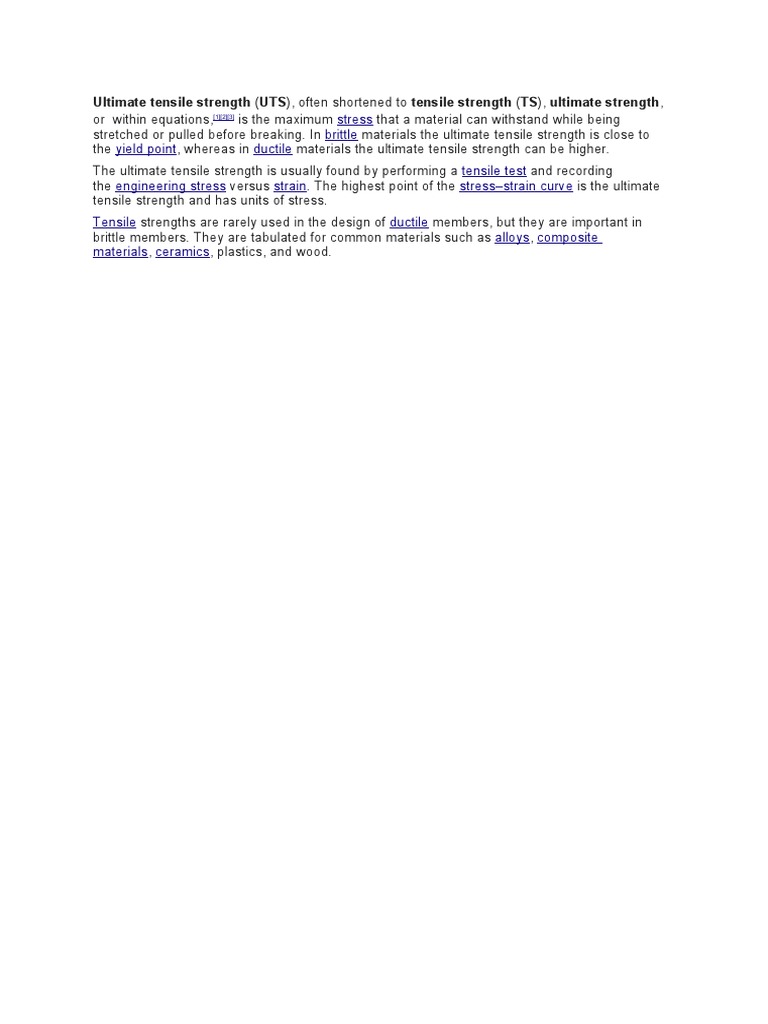 Understanding Ultimate Tensile Strength | PDF