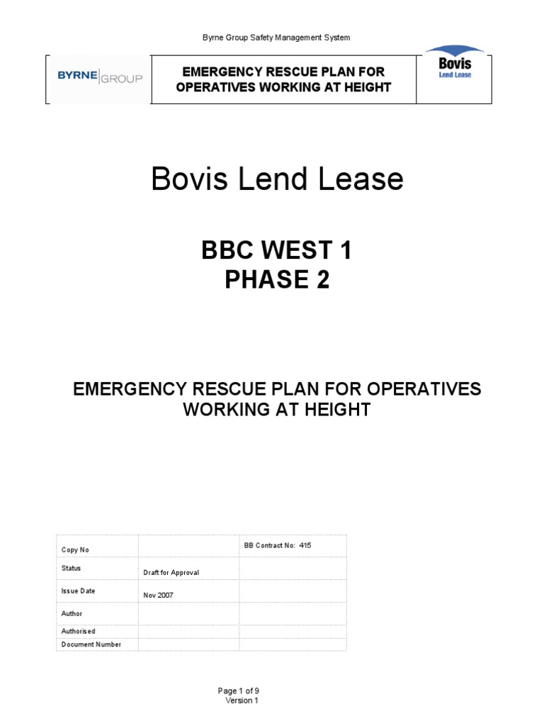Emergency Rescue Plan for Heights | PDF | First Aid | Emergency