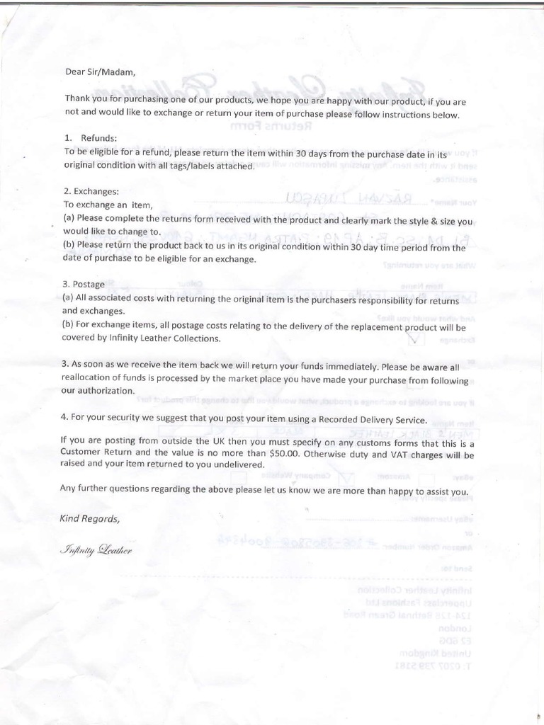 Return Form | PDF