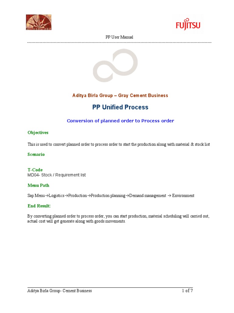 Convert Planned Order to Process Order | PDF | Information Technology ...
