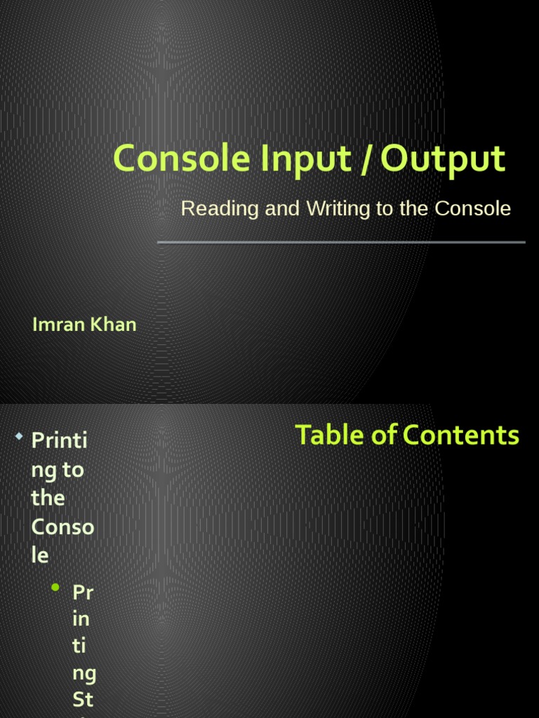 Console Input / Output: Reading and Writing To The Console | PDF ...