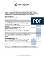 Pest Control Checklist: Management of Physical Facility