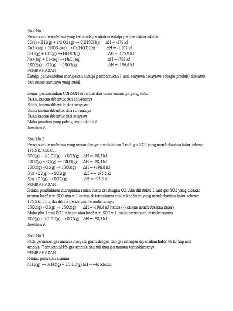 Soal Termokimia